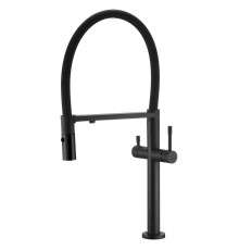 Смеситель для кухни Boheme Uno с гибким изливом и краном для питьевой воды черный 115-B