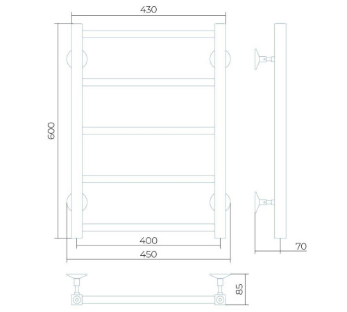 Полотенцесушитель водяной Larusso Феличия П5 400х600 мм нижнее подключение 8475