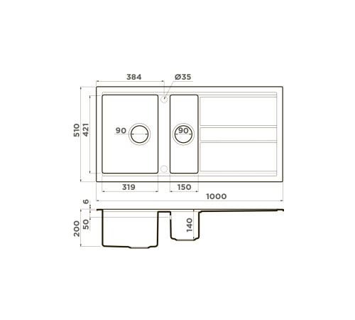 Кухонная мойка Omoikiri Kitagawa 100-2-WG Artceramic 100x51 см wind green 4993252