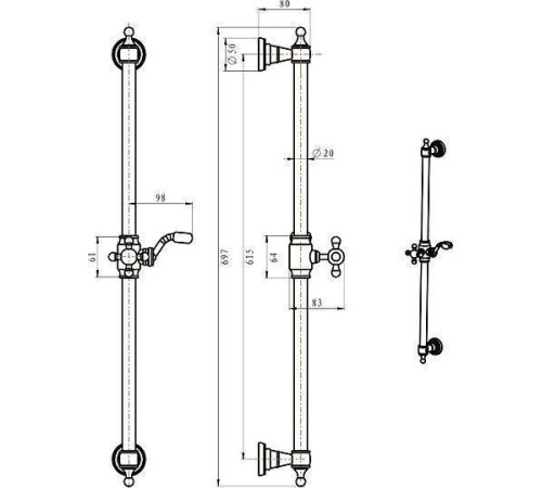 Душевая штанга Boheme Brillante хром 418