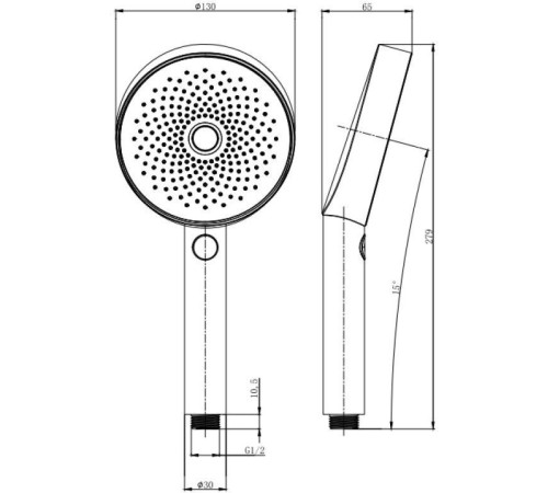 Душевая лейка Allen Brau Priority 3 режима графит браш 5.31B20-MG