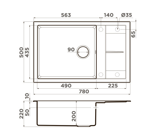Кухонная мойка Omoikiri Sumi 100A-GB Artceramic 100x50 см графит 4997109