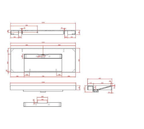 Раковина мебельная Armadi Art Flat 121х45.2х8 см прямоугольная белая 859-120-CLCT