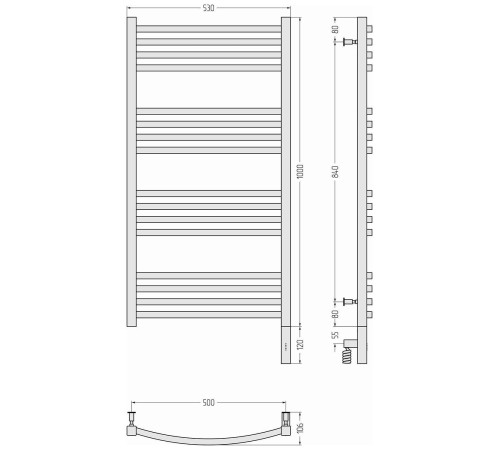 Полотенцесушитель электрический Сунержа Аркус 3.0 530x1120 мм правое белый 12-5705-1050