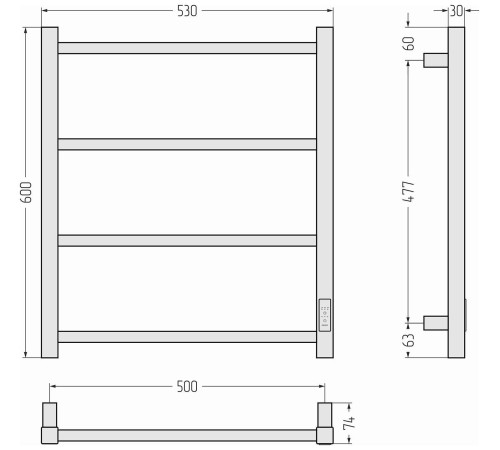 Полотенцесушитель электрический Стилье Формат 26 53x60 см левый белый матовый 30526-6050