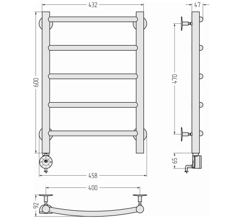 Полотенцесушитель электрический Стилье Формат 12 45.8x66.5 см без покрытия 00513-6040
