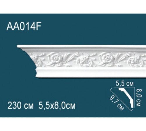 Карниз потолочный Perfect AA014F полиуретановый гибкий с орнаментом 80x55x2400 мм AA014F