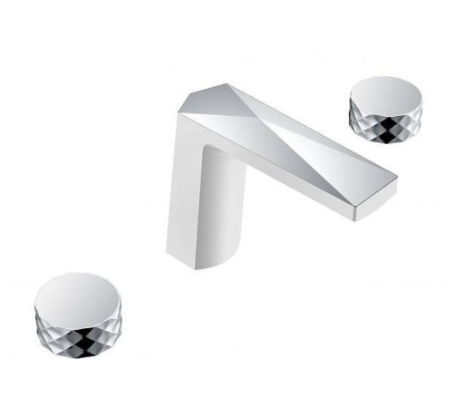 Смеситель для раковины на 3 отверстия Boheme Venturo Diamond белый/хром 150-WCR-DIAMOND