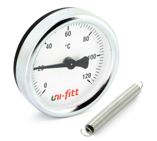 Термометр биметаллический накладной Uni-Fitt 0-120 °C 63 мм с пружиной 320D4030