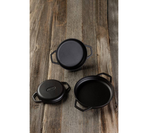 Сковорода с двумя ручками Hascevher KTV 16 см Black Mat A620016