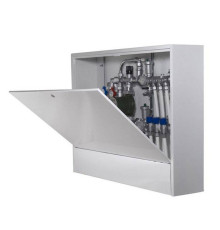 Шкаф коллекторный накладной глубокий Uni-Fitt ШРН-3-180 700х650х180 мм с внутренней дверцей серый 481G3000 RAL 7035