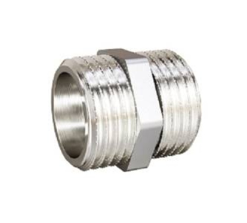 Ниппель резьбовой LD DN40 1 1/2 НР-НР латунь никелированная LD.67.501.40