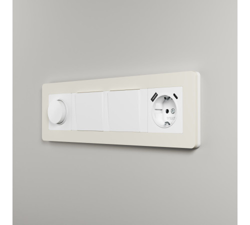 Рамка из поликарбоната на 4 поста Split айвори/белый, soft-touch W0043066