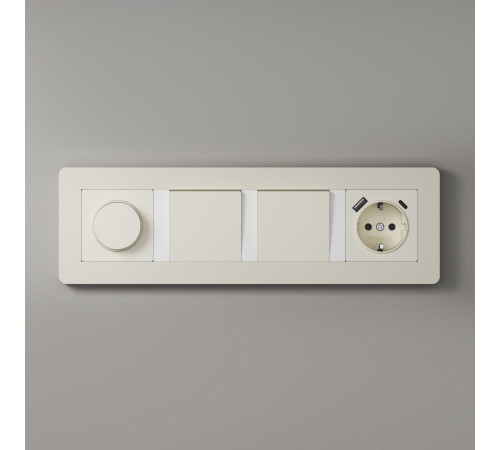 Рамка из поликарбоната на 4 поста Split айвори/белый, soft-touch W0043066
