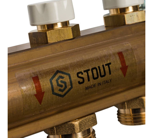 Коллектор распределительный латунный без расходомеров STOUT 5 выходов SMB 0468 000005