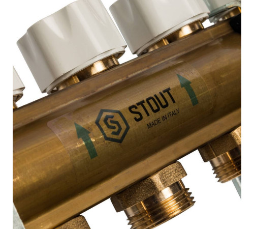 Коллектор распределительный латунный без расходомеров STOUT 5 выходов SMB 0468 000005