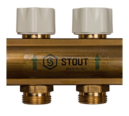 Коллектор распределительный латунный без расходомеров STOUT 6 выходов SMB 0468 000006