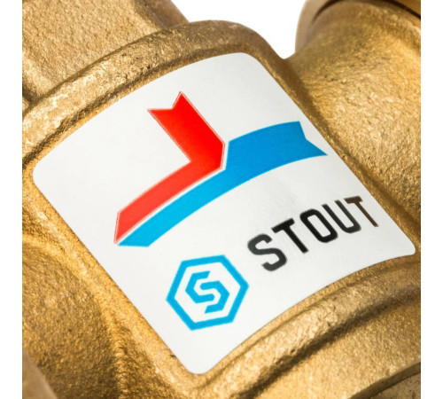 Клапан термостатический смесительный STOUT SVM-0050 G 1 1/2 M - G 1 1/2 F - G 1 M 70 °C SVM-0050-327008