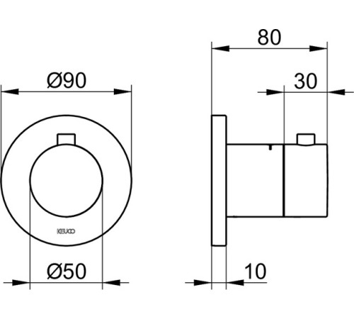 Смеситель встраиваемый KEUCO IXMO с термостатом круглая розетка черный матовый 59553 370001