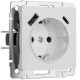 Розетка с заземлением, шторками и USB тип A+C (белый акрил) W1171741