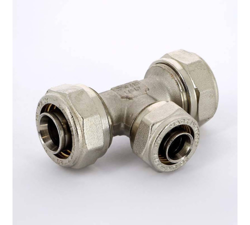 Тройник обжимной никелированный Uni-Fitt 26х20х26 мм 666N8780