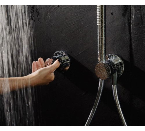 Переключатель на 2 потребителя Keuco IXMO Pure с выводом для шланга и держателем лейки чёрный матовый 59556 370201