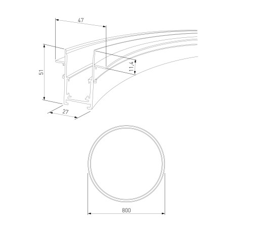 Slim Magnetic Встраиваемый радиусный шинопровод черный ⌀ 800мм 85158/00 85158/00