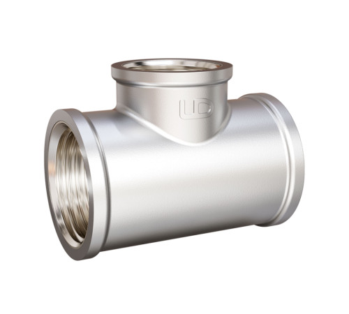 Тройник латунный LD Pride DN32 1 1/4 ВР/ВР/ВР никелированный 47.T.32.N