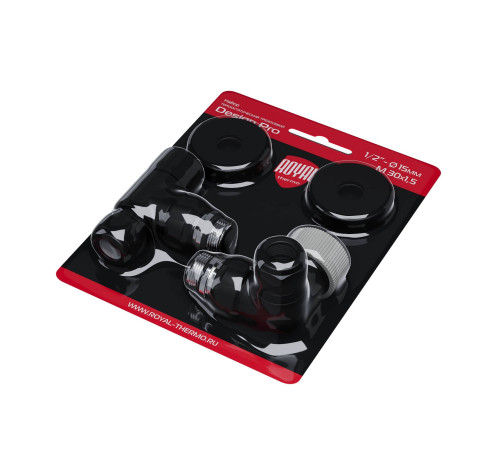 Набор термостатический трехосевой Royal Thermo Design Pro 15 мм M30x1,5 Черный НС-1646647