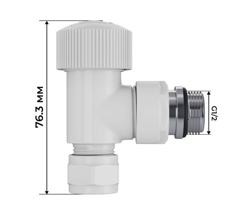 Набор термостатический угловой Royal Thermo Design Pro 15 мм M30x1.5 белый НС-1646648