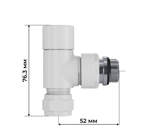 Набор термостатический угловой Royal Thermo Design Pro 15 мм M30x1.5 белый НС-1646648