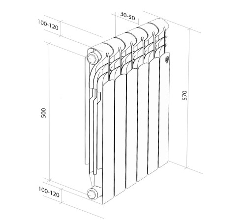 Радиатор алюминиевый Royal Thermo Revolution A 500 8 секций 1682236