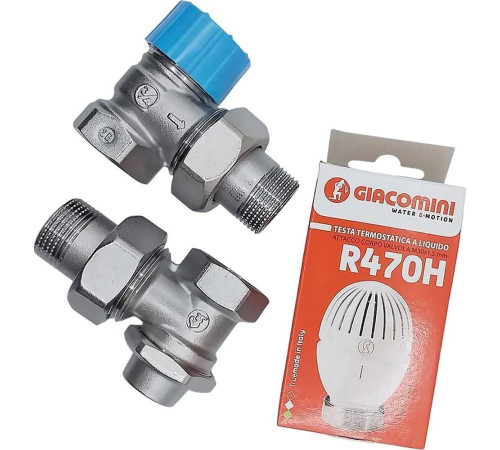Комплект термостатический Giacomini R470FX054 угловой 3/4 с увеличенным проходом R470FX054