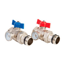 Комплект шаровых кранов MVI Ду25 Ру16 с термометром для коллектора 2 шт BL.622.06