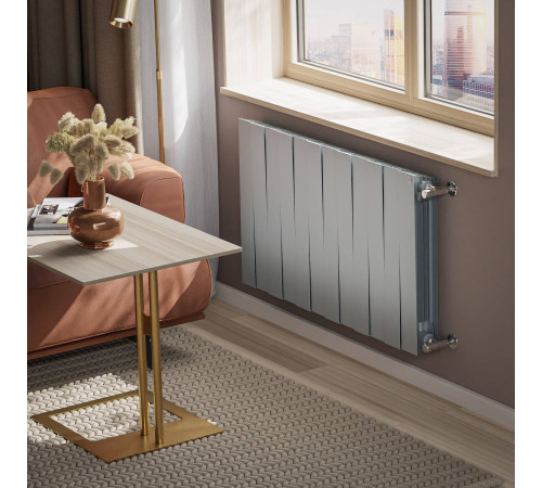 Радиатор биметаллический Royal Thermo PianoForte 500 Серебристый 12 секций боковое подключение 1682374