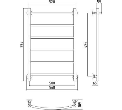Полотенцесушитель водяной Стилье Версия-Н2 56x79.4 см без покрытия 00622-8050