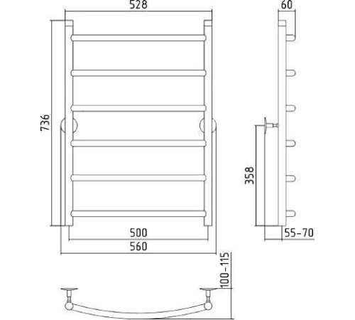 Полотенцесушитель водяной Стилье Универсал-50 50x80 см 00650-8050