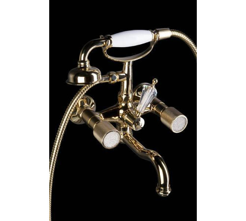 Смеситель для ванны Boheme Royal Cristal с душевым комплектом золото 293-Royal/CRST