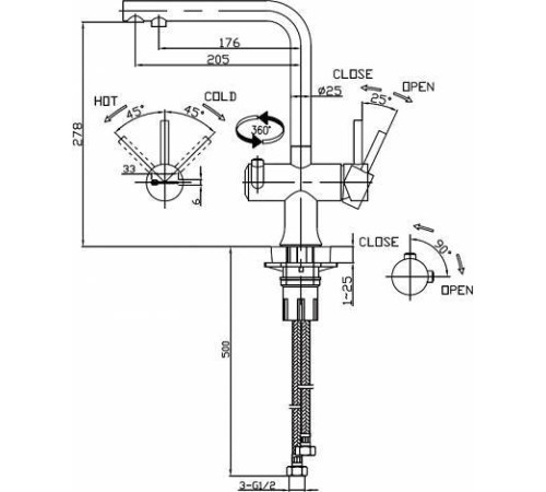 Смеситель для кухни Omoikiri Hotaru с подключением фильтра хром/ваниль 4994052