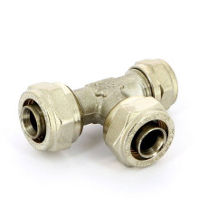 Тройник обжимной никелированный Uni-Fitt 20х20х16 мм 666N7760