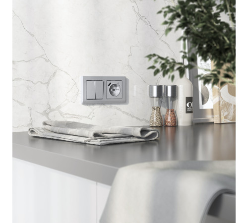 Выключатель двухклавишный проходной (серебряный матовый) W1122065