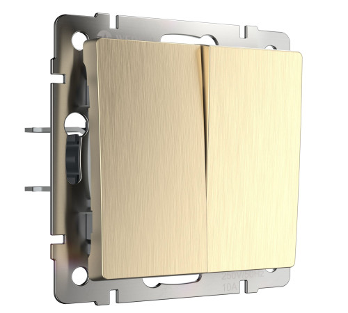 Выключатель двухклавишный проходной (шампань рифленый) W1122010