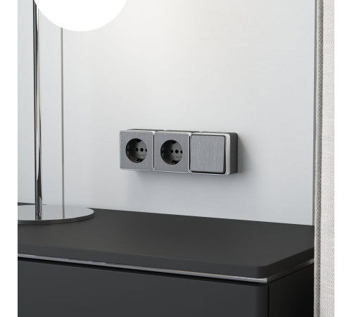 Выключатель одноклавишный влагозащищенный Gallant графит рифленый W5010204