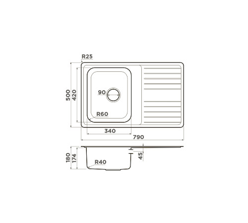 Кухонная мойка OMOIKIRI Sagami 79-IN нержавеющая сталь 79x50 см 4993735