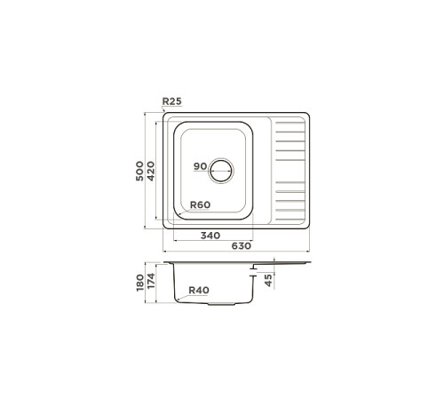 Кухонная мойка OMOIKIRI Sagami 63-IN нержавеющая сталь 63x50 см 4993732