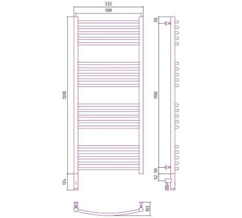 Полотенцесушитель электрический Сунержа Богема 3.0 500x1200 мм левый темный титан муар 15-5802-1250