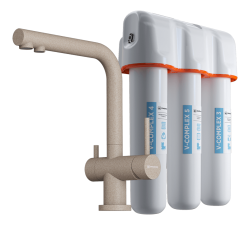 Комплект Omoikiri смеситель Nagano-P и фильтр pure drop Lite бежевый 4055.8028P