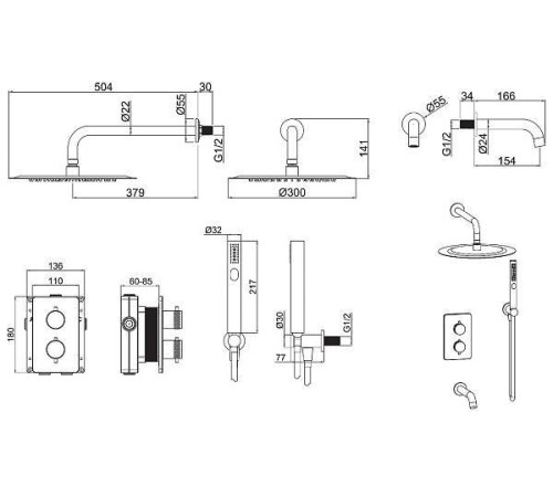 Душевой комплект Allen Brau Priority черный матовый 5.31014-31