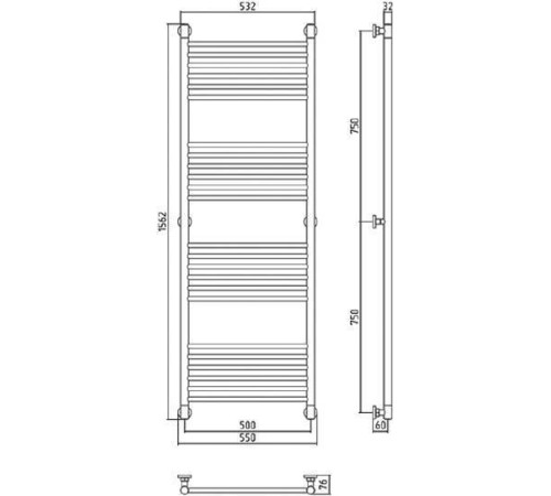 Полотенцесушитель водяной Сунержа Богема 500x1500 мм без покрытия 00-0220-1550