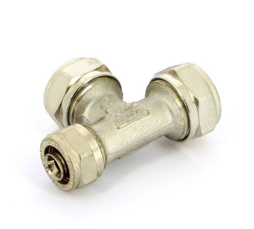 Тройник обжимной никелированный Uni-Fitt 20х20х16 мм 666N7760